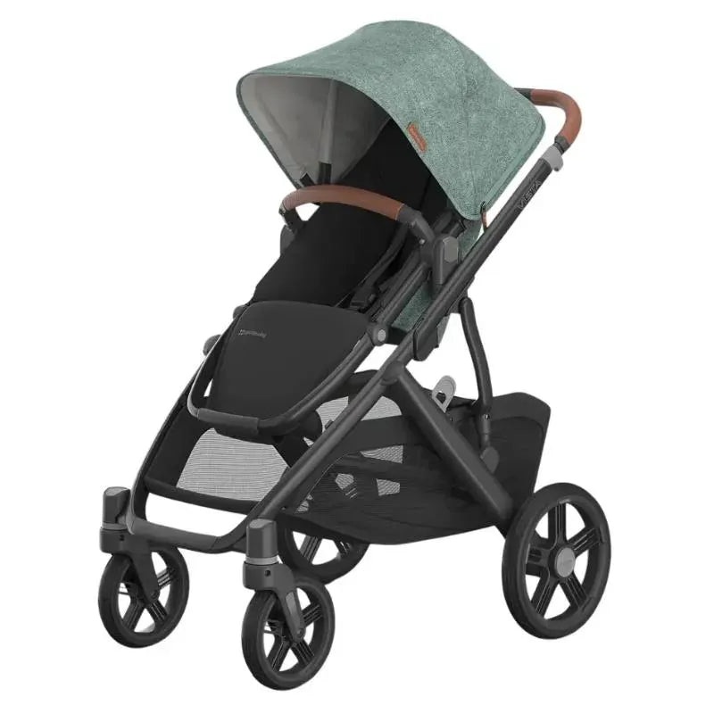 Uppababy – Vista V3 Stroller, Gwen (Green Mlange/Carbon Frame/Saddle Leather)
