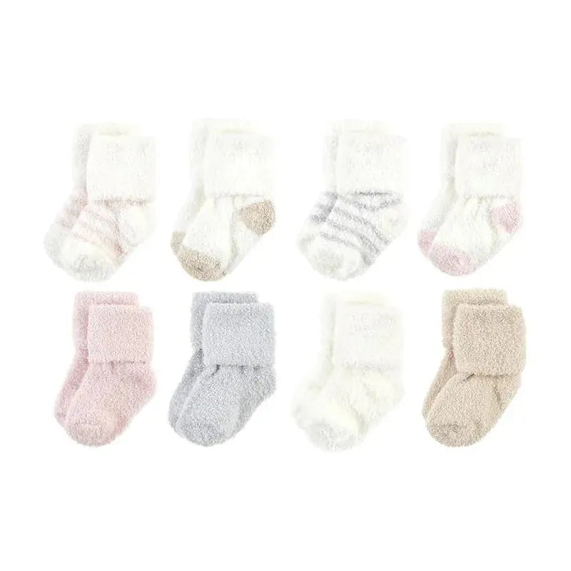 Baby Vision – Chenille Socks 8Pk, Pink Neutral Stripe – Large
