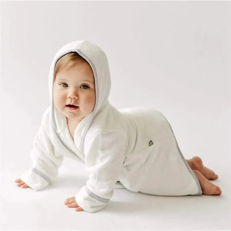 Kyte Baby – Toddler Bath Robe In Cloud With Storm Trim