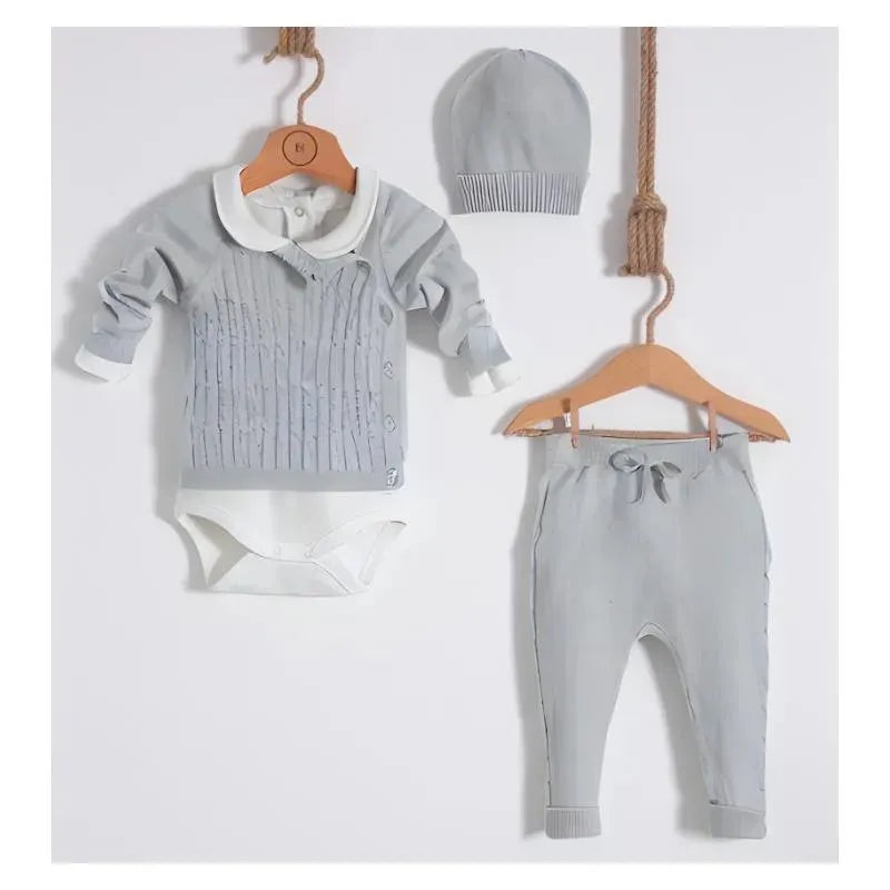 Nipperland – Baby Gray Knitted Outfit Set