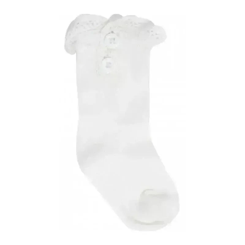 Baby Deer – Baby Girl Ivory Boot Sock With Lace Trim