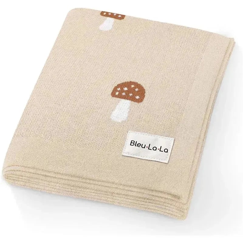 Bleu La La – 100% Luxury Cotton Swaddle Receiving Baby Blanket, Mushroom Camel
