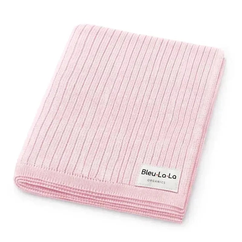 Bleu La La – 100% Luxury Organic Cotton Ribbed Baby Swaddle Blanket, Bluh Pink