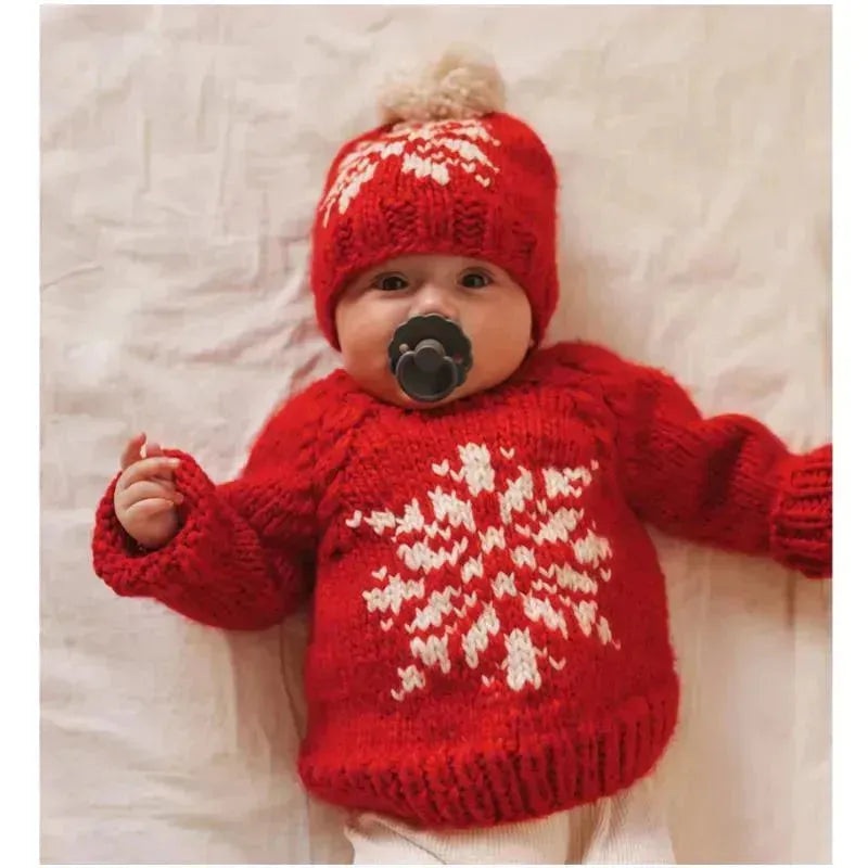 Huggalugs – Snowflake Red Crew Neck Sweater For Baby & Toddler