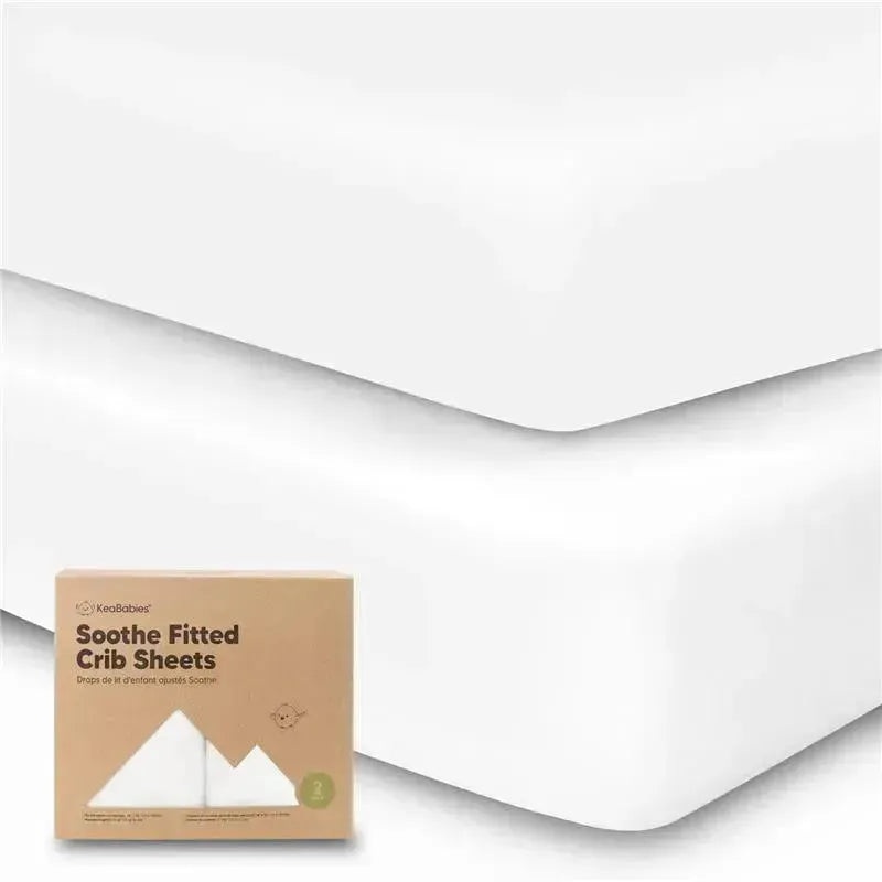 Keababies – 2-Pack Organic Cotton Fitted Crib Sheet,| Soft White