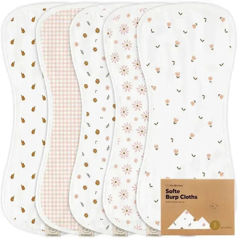 Keababies – 5-Pack Softe Burp Cloths, Petals
