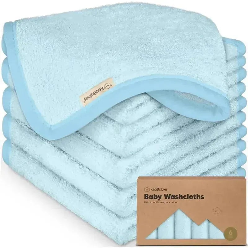 Keababies – 6-Pack Baby Wash Cloths, Bravo Blue
