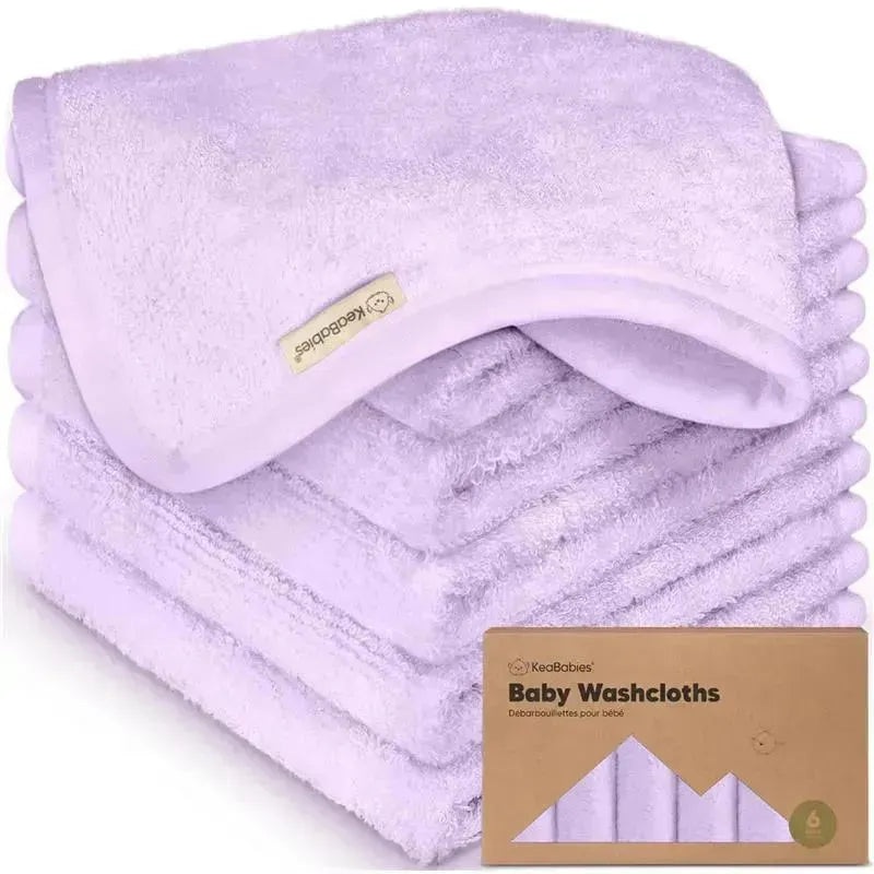 Keababies – 6-Pack Baby Wash Cloths, Soft Lilac