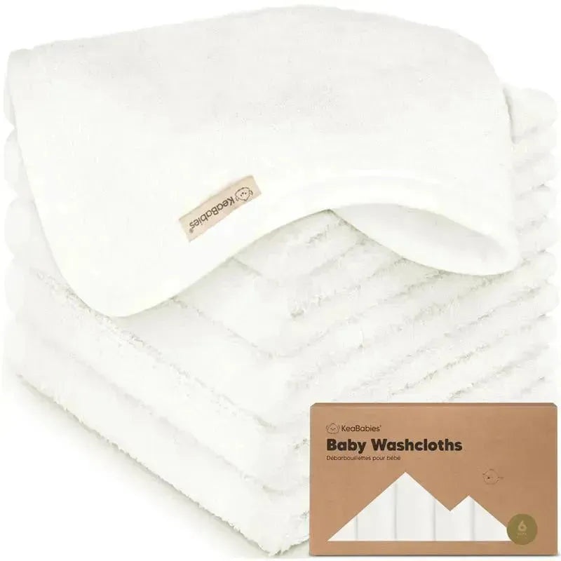 Keababies – 6-Pack Baby Wash Cloths, White
