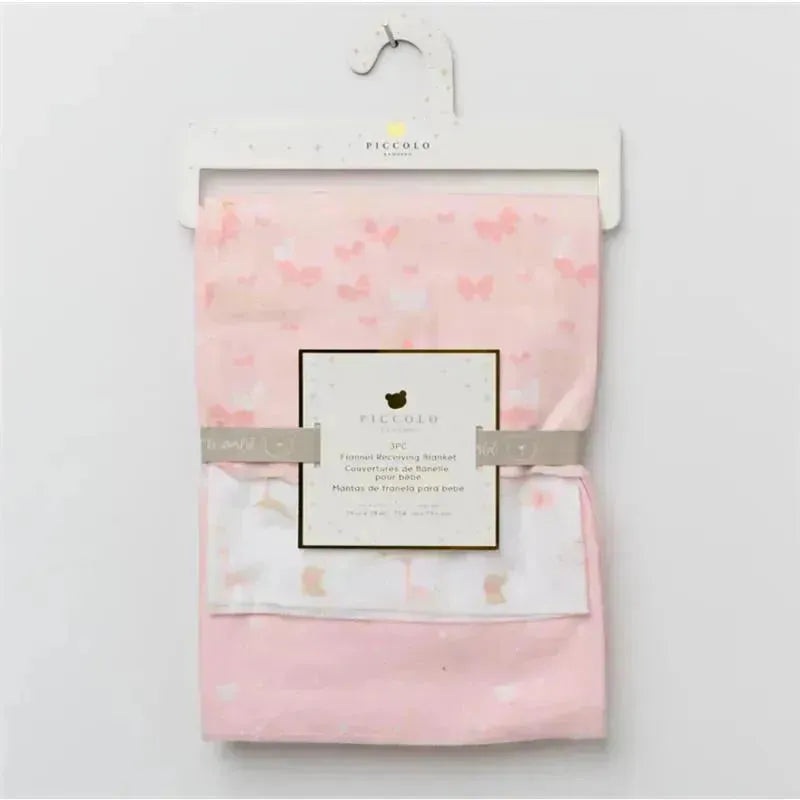 Piccolo Bambino – 3Pk Flannel Receiving Blankets Pink