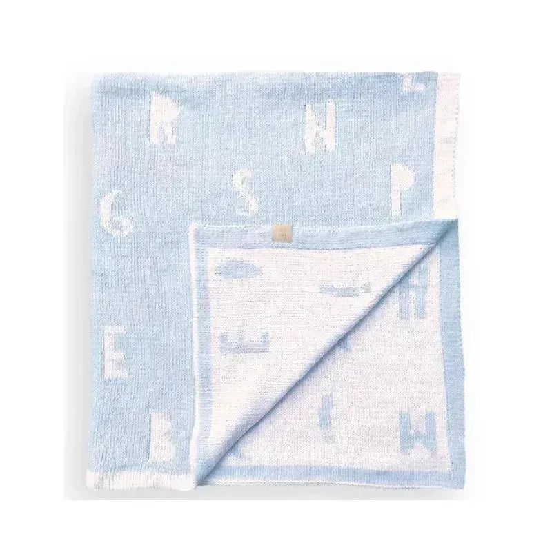 Piccolo Bambino – Feather Chenille Blanket Stroller Blanket On Wooden Hanger Blue
