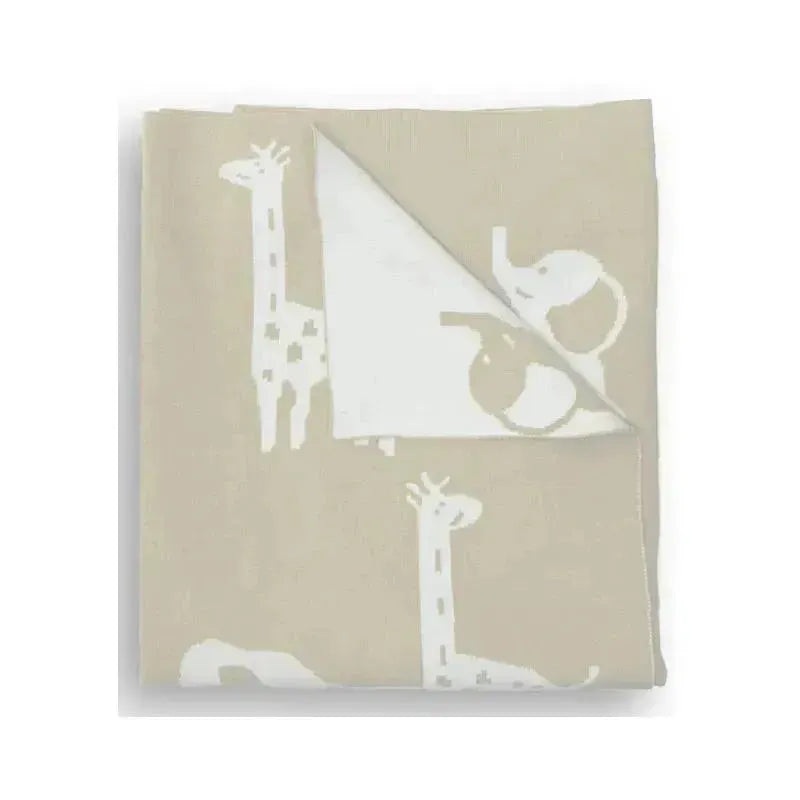 Piccolo Bambino – Jacquard Reversible Blanket On Wooden Hanger Beige