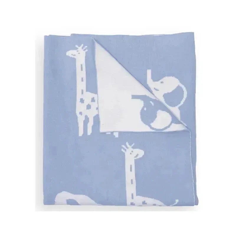 Piccolo Bambino – Jacquard Reversible Blanket On Wooden Hanger Blue