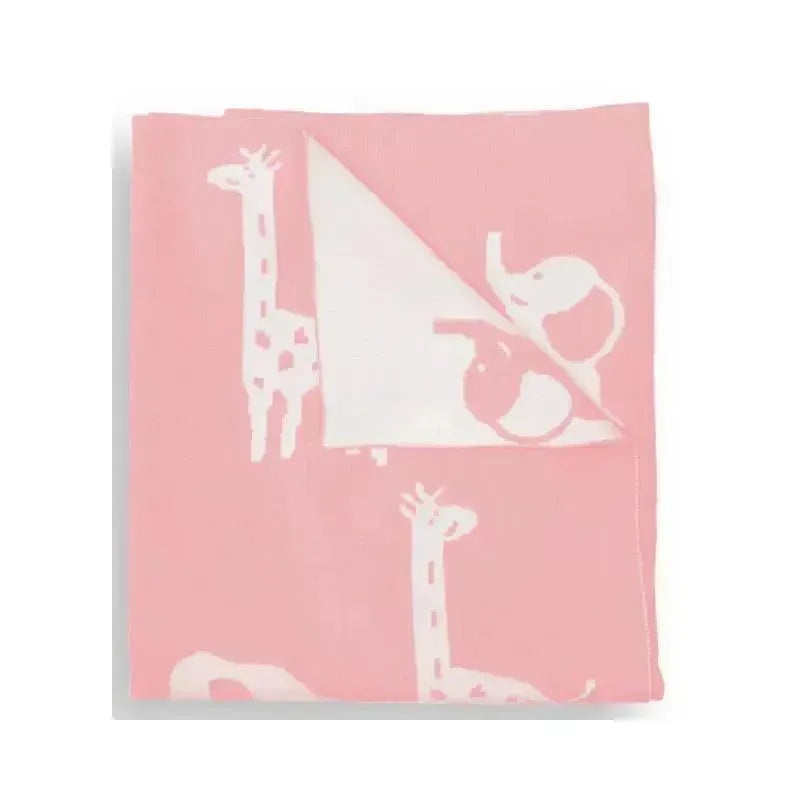Piccolo Bambino – Jacquard Reversible Blanket On Wooden Hanger Pink