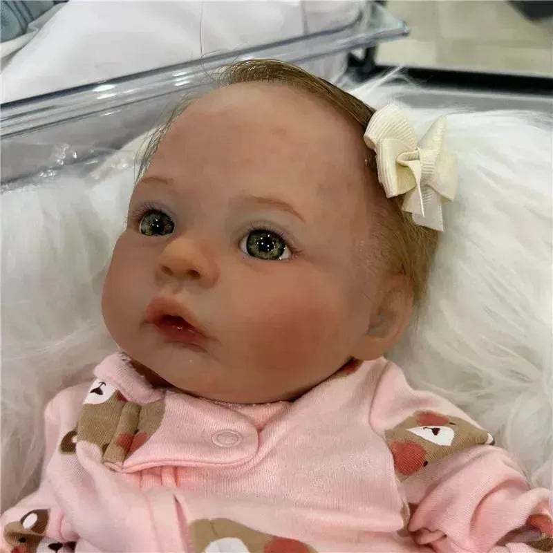 Reborn Baby Doll – White Vinyl & Light Brown Hair, Meadow