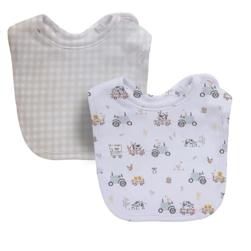 Living Textiles – 2Pk Bib Set, Tractor Ride