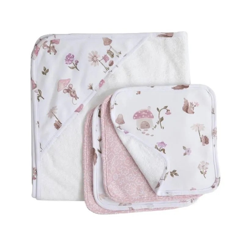 Living Textiles – 5Pc Bath Gift Set,- Mushroom House