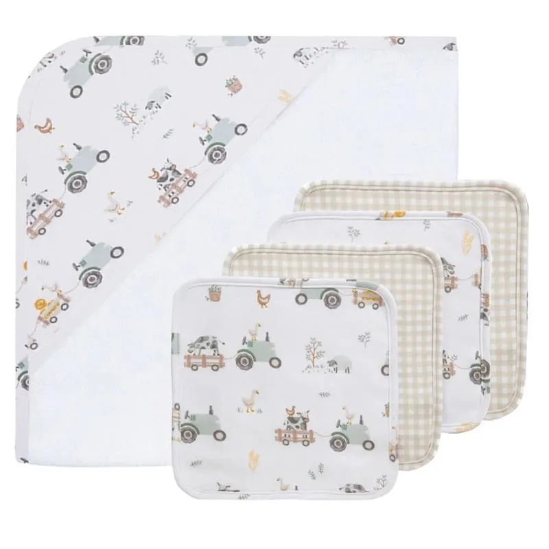 Living Textiles – 5Pc Bath Gift Set, Tractor Ride