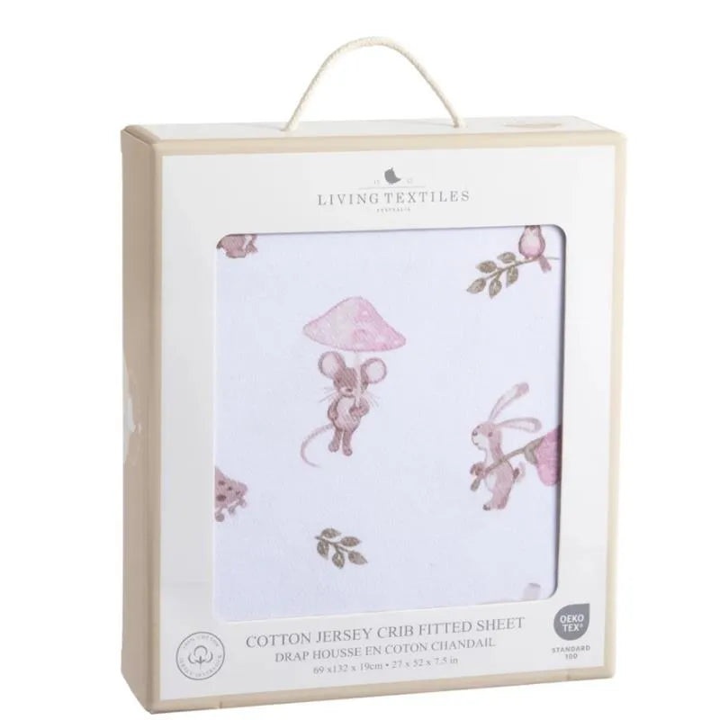 Living Textiles – Cotton Jersey Fitted Sheet, Mushroom House
