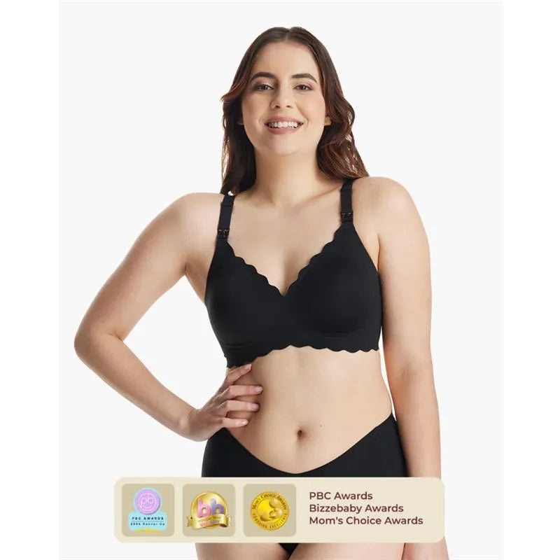 Momcozy – Seamless Floral Push Up Nursing Bra-Black