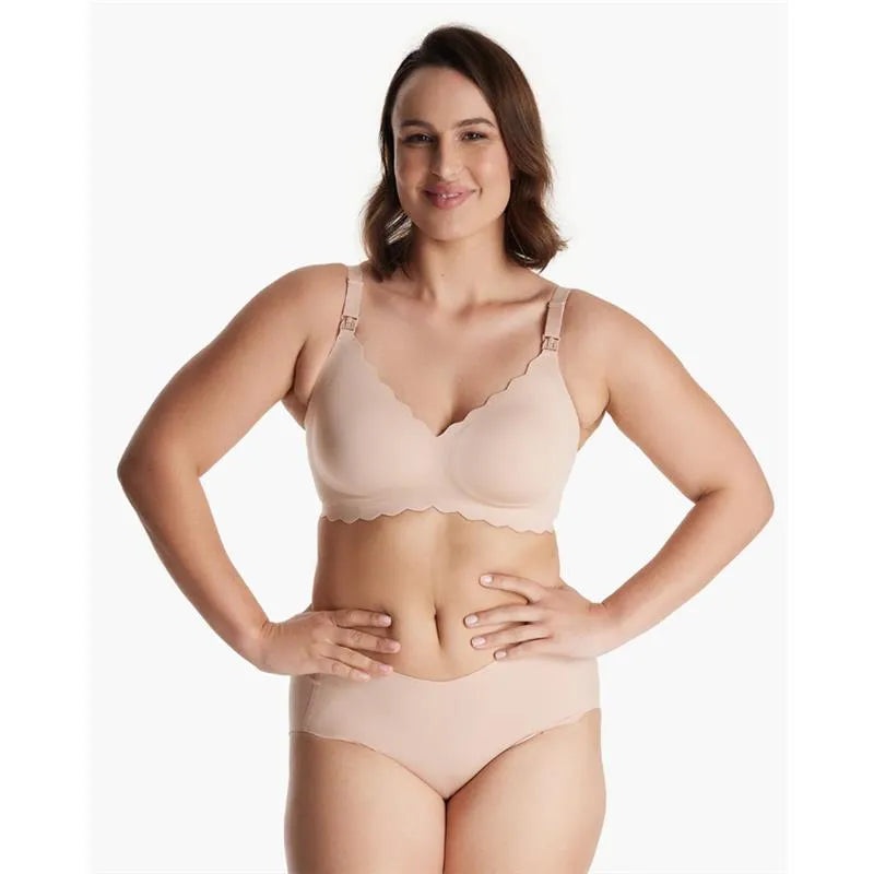Momcozy – Seamless Floral Push Up Nursing Bra, Oyster Pink
