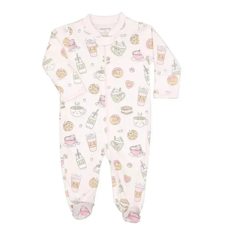Noomie – Baby Girl Zipper Footie, Milk& Cookies