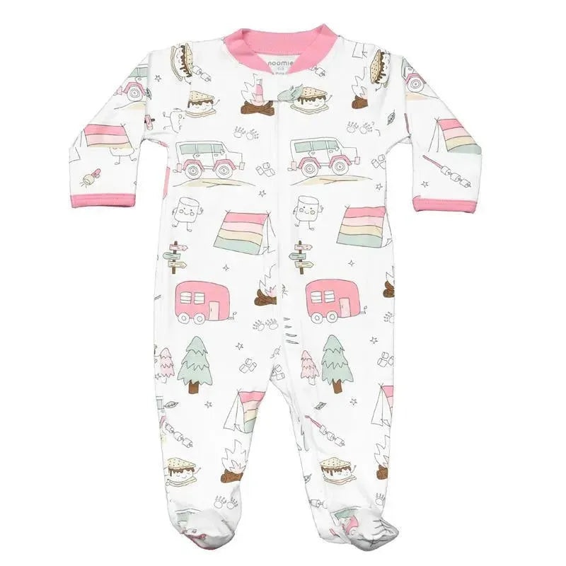 Noomie – Baby Zipper Footie Pink Camping