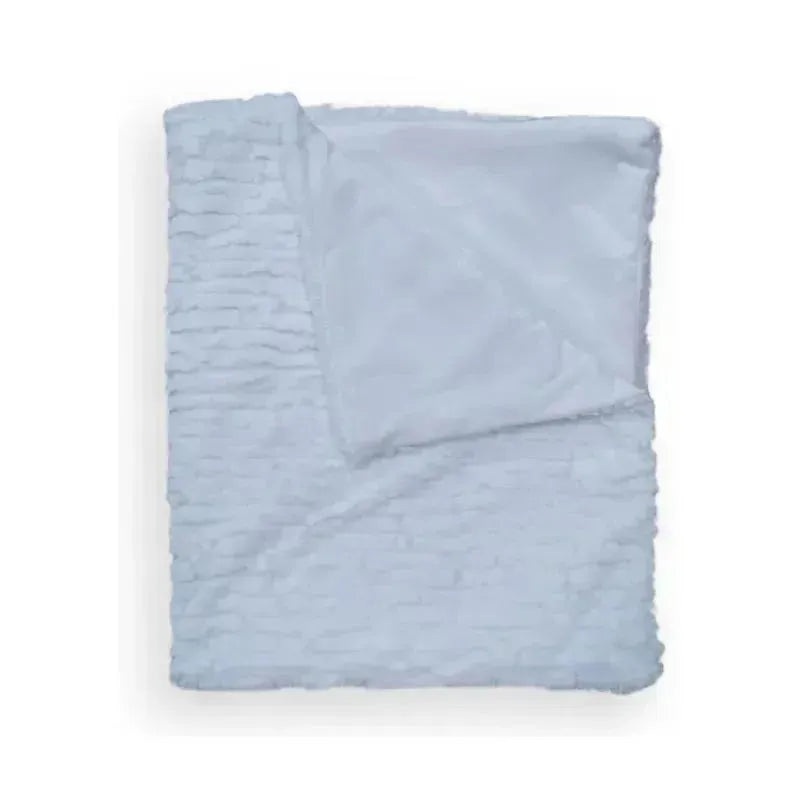 Piccolo Bambino – Textured Faux Fur Stroller Blanket On Wooden Hanger Blue