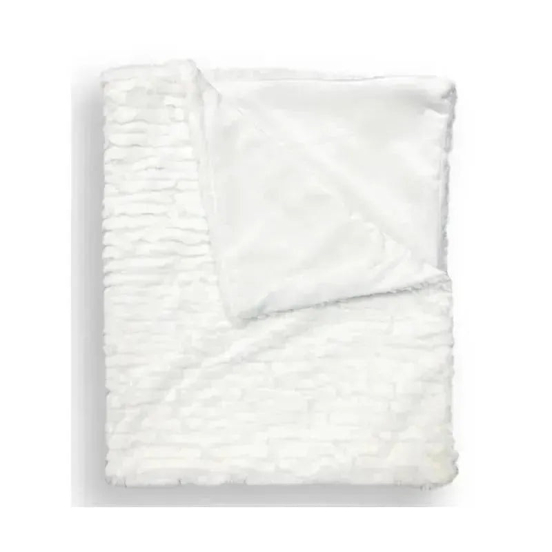 Piccolo Bambino – Textured Faux Fur Stroller Blanket On Wooden Hanger White