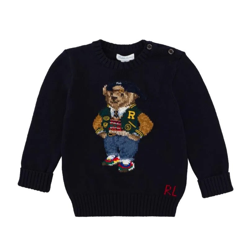 Ralph Lauren Baby – Boy Polo Bear Cotton Sweater, Navy
