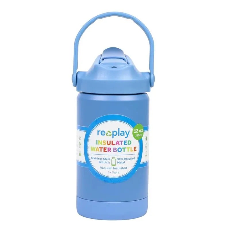 Re-Play – 12 Oz Insulated Recycled Stainless Steel Water Bottle, Denim