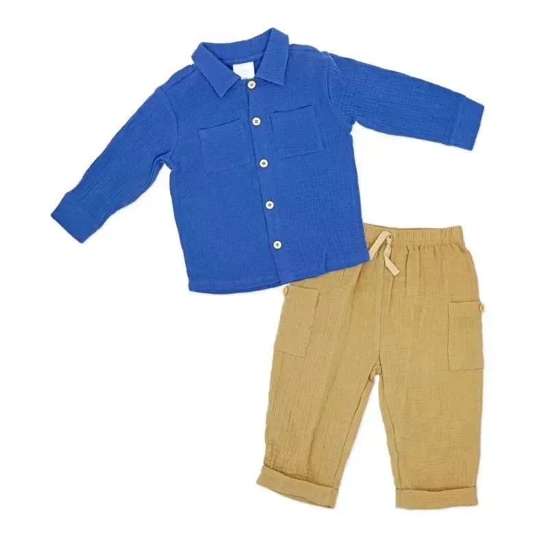 Rose Textile – 2Pk Baby Boys Gauze Pant Set, Demon Blue