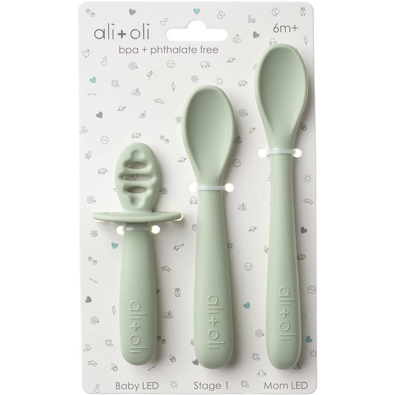 Ali + Oli – 3Pk Multi Stage Spoon Set For Baby | Pine