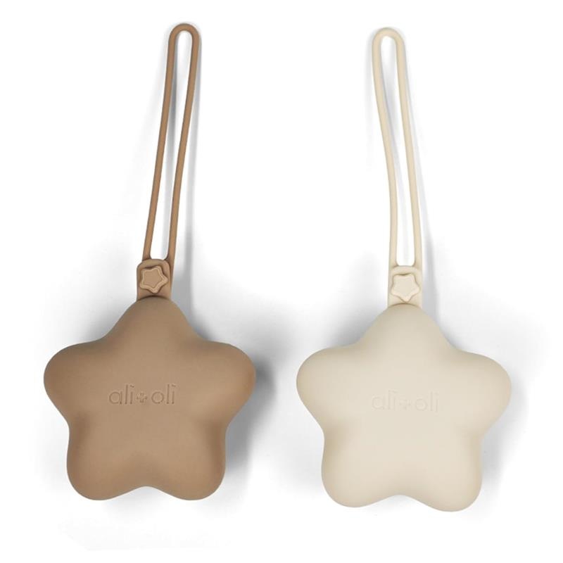 Ali + Oli – Silicone Pacifier Case Star 2Pk, Taupe-Sand