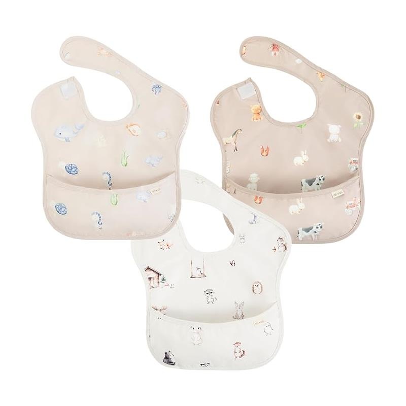 Ali + Oli – Sleeveless 3Pc Smock Bib, Animals