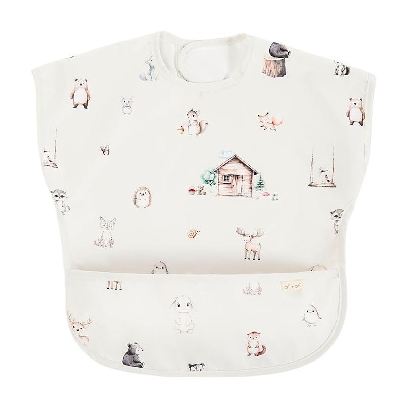 Ali + Oli – Smock Bib For Baby & Todler Short Sleeve, Woodlands
