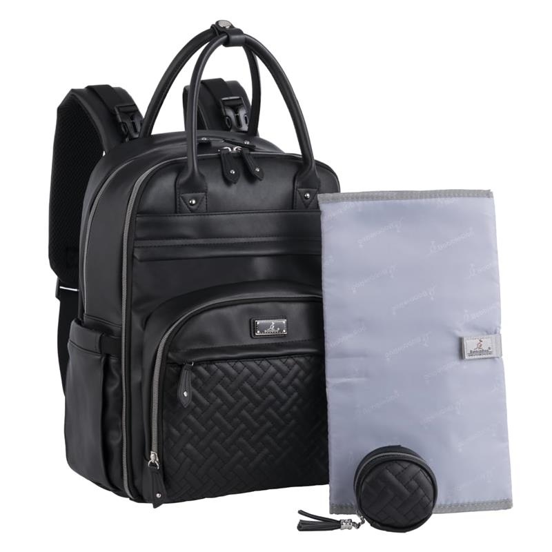 BabbleRoo – Leather Diaper Bag Backpack, Black