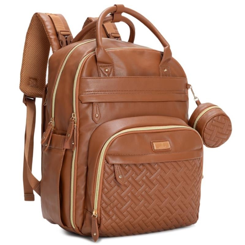 Babbleroo – Original Diaper Bag Vegan Leather Brown