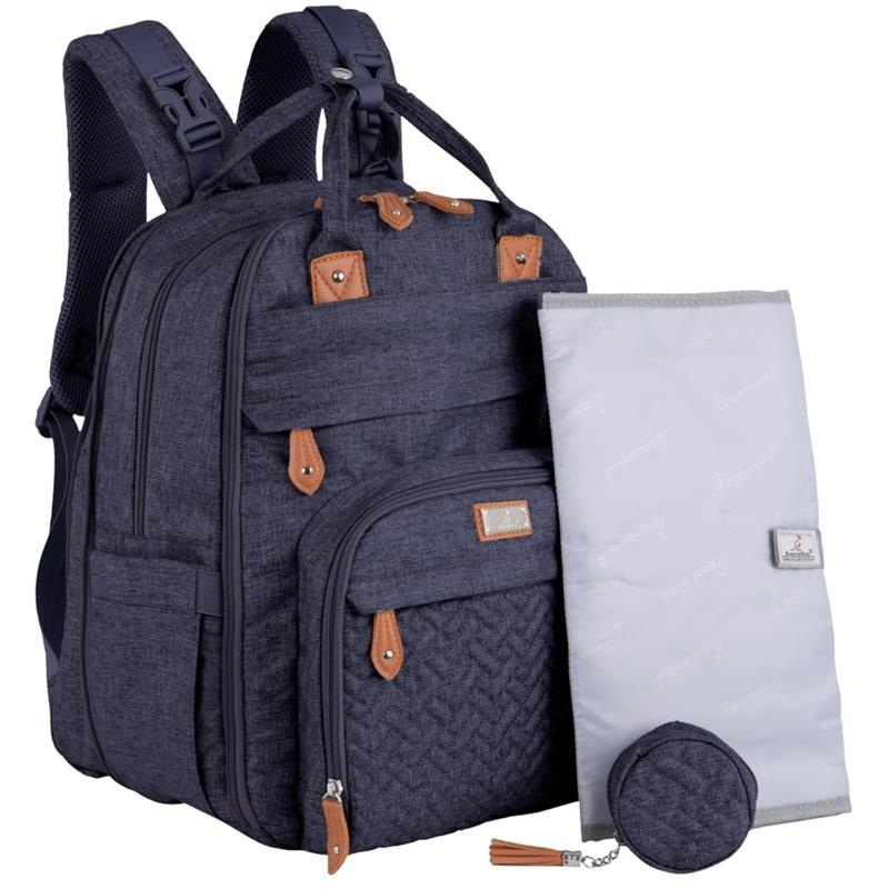 Babbleroo – Travel Essentials Baby Bag Tote with Changing Pad, Denim Blue