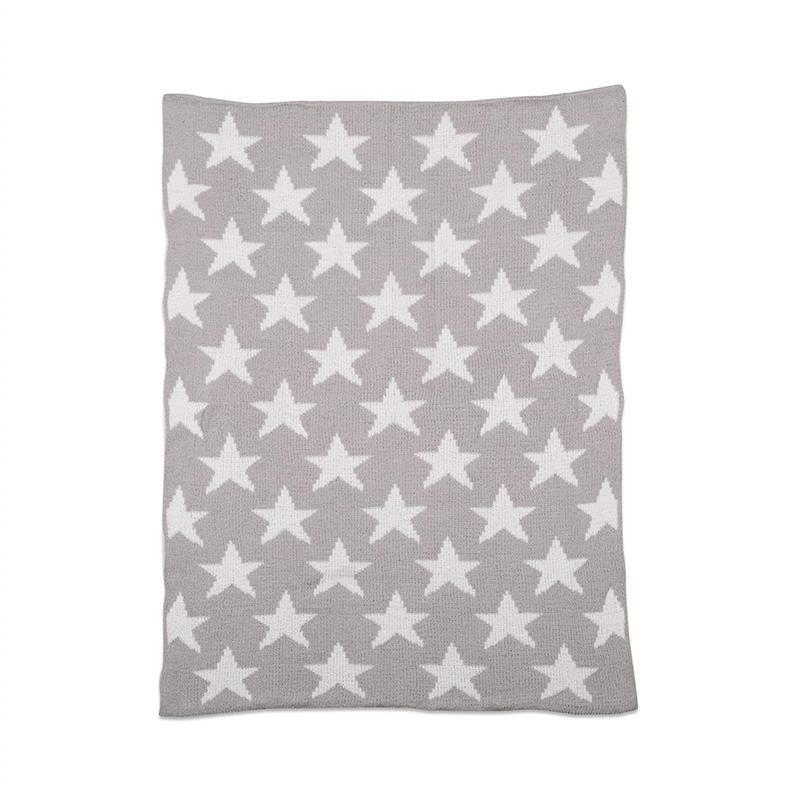 Living Textiles Chenille Baby Blanket – Grey Stars