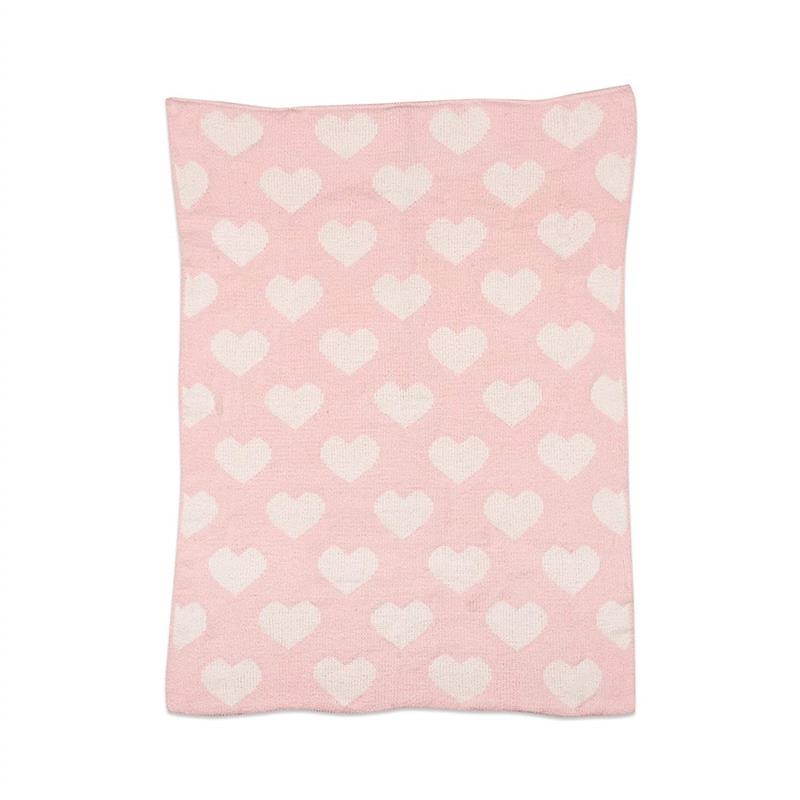 Living Textiles Chenille Baby Blanket – Pink Hearts