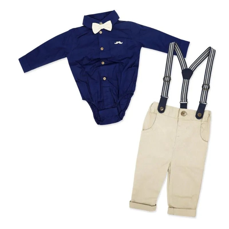 Rose Textiles – Baby Boys Suspender Bowtie Set, Navy