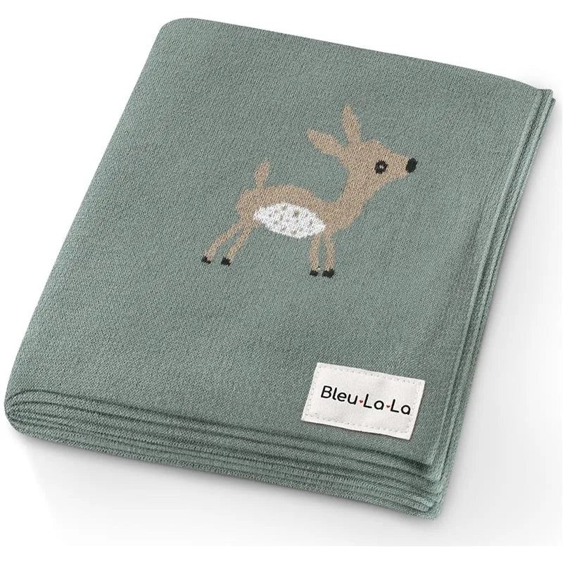 Bleu La La – 100% Luxury Cotton Receiving Swaddle Baby Blanket – Deer