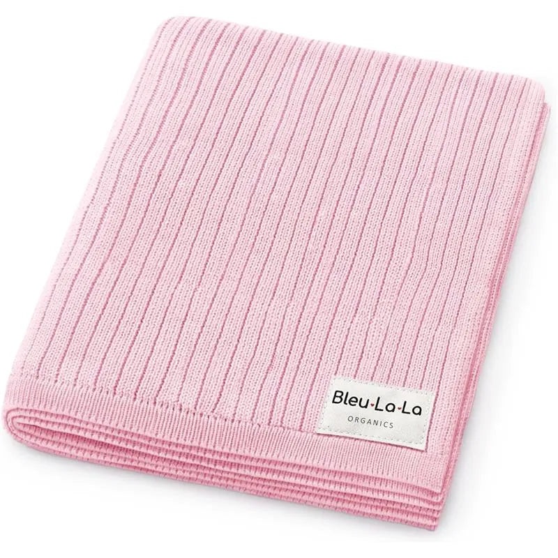 Bleu La La – 100% Luxury Organic Cotton Ribbed Baby Swaddle Blanket, Pink