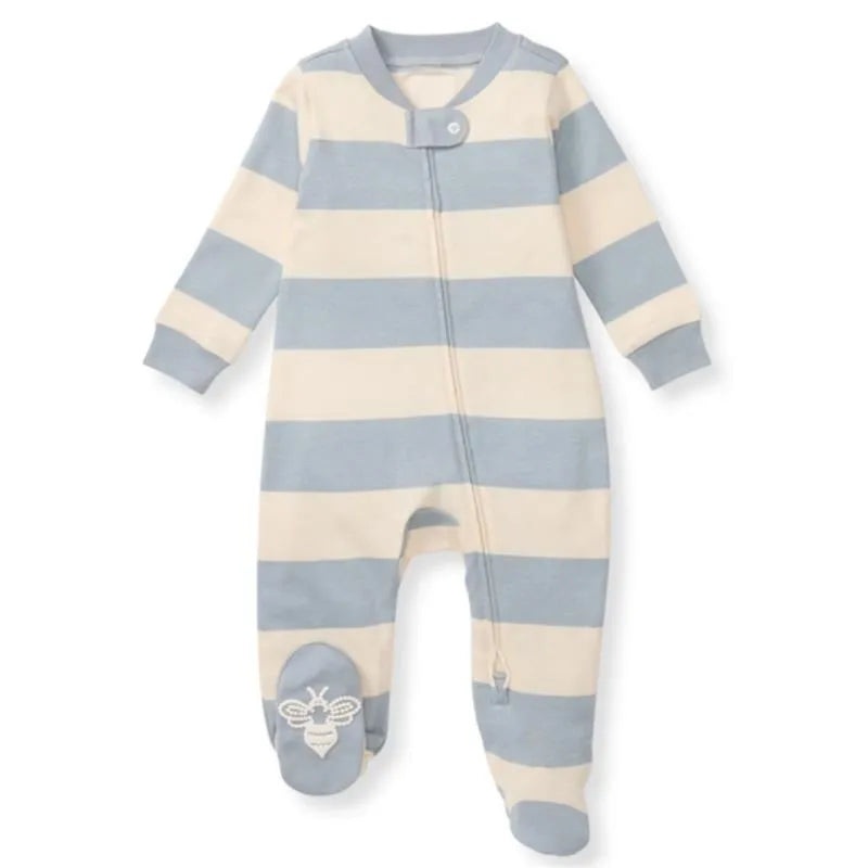 Burts Bees – Baby Unisex Rugby Stripe Sleep & Play, Quarry