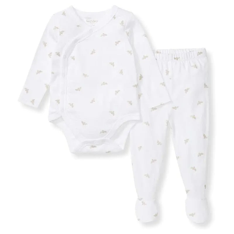 Burts Bees – Micro Golden Bee Bodysuit Set, Fossil