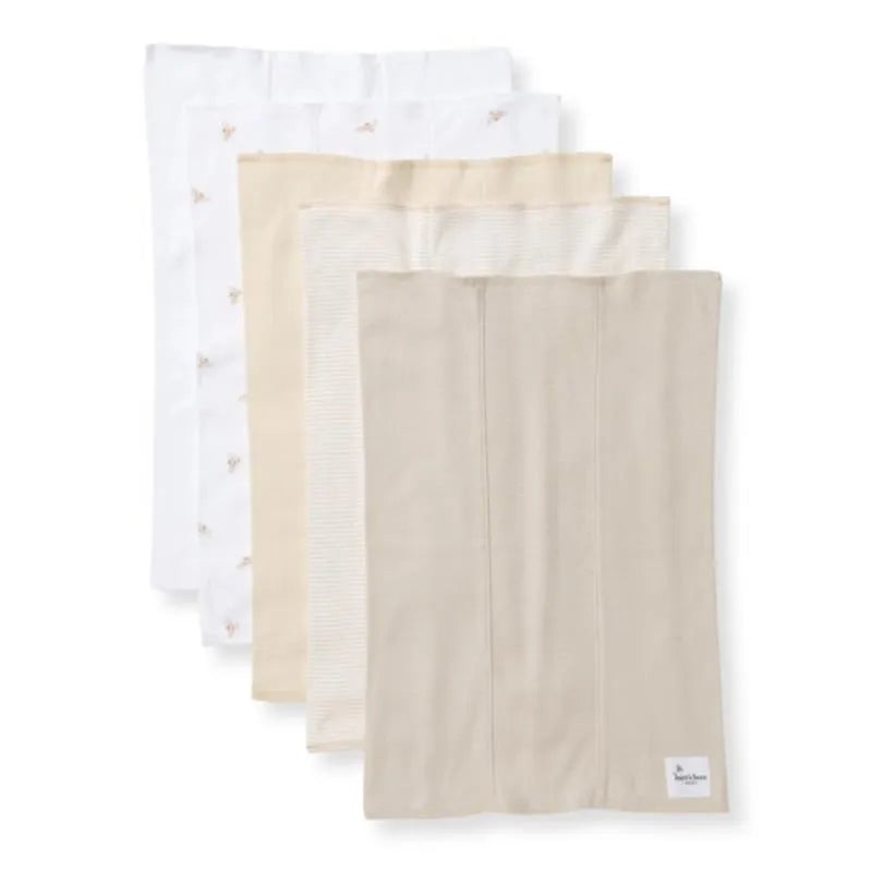 Burts Bees – Set Of 5 Golden Bee Burp Cloths, Oat