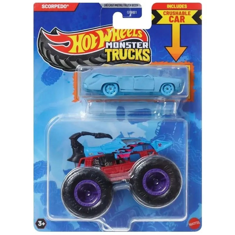 Mattel – Hw Mt Die-Cast & Truck Scordpedo And Crushed Wagon – Flat Iron
