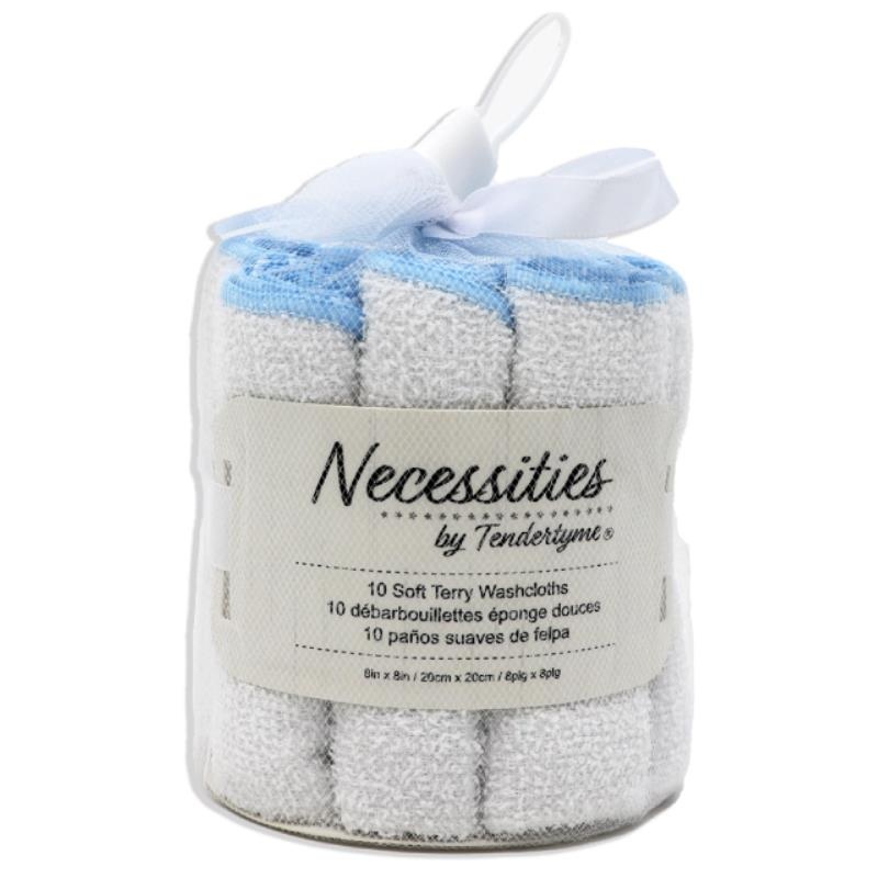 Rose Textiles – 10Pk Baby Washcloth Blue