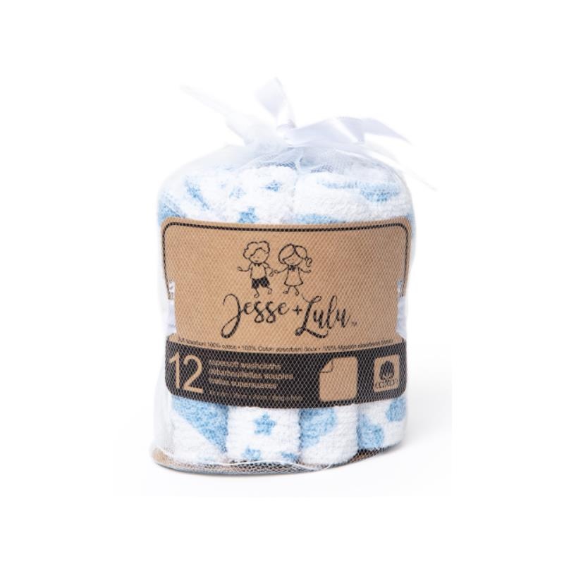 Rose Textiles – 12Pk Sky Theme Washcloth Blue